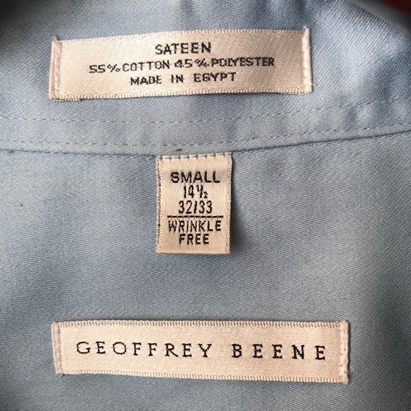 Geoffrey Beene men’s small 14 1/2 32/33 wrinkle free sateen 55% cotton Egypt - Picture 2 of 7